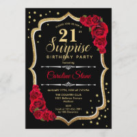 Surprise 21e anniversaire - Black Gold Red Invitat