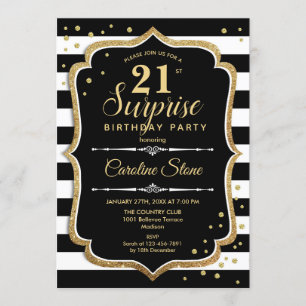 Invitation Surprise 21e anniversaire - Black White Gold