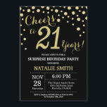 Invitation Surprise 21e anniversaire Diamant noir et or<br><div class="desc">Invitation surprise 21e anniversaire avec Arrière - plan Diamant Parties scintillant noir et or. Gold Confetti. Anniversaire adulte. Hommes ou femmes,  anniversaire.
Pour plus de personnalisation,  cliquez sur le bouton "Customiser" et utilisez notre outil de conception pour modifier ce modèle.</div>