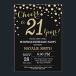 Invitation Surprise 21e anniversaire Diamant noir et or<br><div class="desc">Invitation surprise 21e anniversaire avec Arrière - plan Diamant Parties scintillant noir et or. Gold Confetti. Anniversaire adulte. Hommes ou femmes,  anniversaire.
Pour plus de personnalisation,  cliquez sur le bouton "Customiser" et utilisez notre outil de conception pour modifier ce modèle.</div>