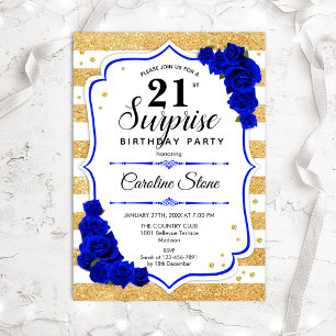 Invitation Surprise 21e anniversaire - Gold White Royal Blue