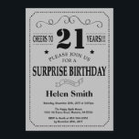 Invitation Surprise 21e anniversaire gris noir et argent<br><div class="desc">Invitation Surprise 21e anniversaire Typographie noir et gris argenté. Arrière - plan gris noir et gris argenté. Anniversaire adulte. Hommes ou femmes, anniversaire. Enfants Garçon ou fille Ado Anniversaire adolescente Invitation . 13e 15e 16e 18e 20e 21e 30e 40e 50e 60e 70e 80e 90e 100e. N'Importe Quel Âge. Pour plus...</div>