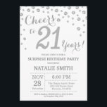 Invitation Surprise 21e anniversaire Parties scintillant d'ar<br><div class="desc">Surprise 21e anniversaire Invitation avec Parties scintillant d'argent Arrière - plan diamant. Confetti en argent. Anniversaire adulte. Hommes ou Femmes Anniversaire. Pour plus de personnalisation,  cliquez sur le bouton "Customiser" et utilisez notre outil de conception pour modifier ce modèle.</div>