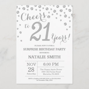 Invitation Surprise 21e anniversaire Parties scintillant d'ar