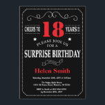 Invitation surprise 21e anniversaire rouge et noir<br><div class="desc">Invitation Surprise 18e anniversaire Typographie rouge et noire. Tableau de bord. Arrière - plan noir et blanc. Anniversaire adulte. Hommes ou femmes, anniversaire. Enfants Garçon ou fille Ado Anniversaire adolescente Invitation . 13e 15e 16e 18e 20e 21e 30e 40e 50e 60e 70e 80e 90e 100e. N'Importe Quel Âge. Pour plus...</div>