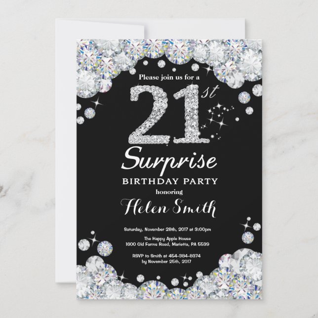 Invitation surprise 21e anniversaire Silver Diamon (Devant)
