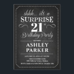 Invitation Surprise 21e anniversaire - tableau noir blanc<br><div class="desc">Invitation à la fête du 21e anniversaire Surprise. Conception classique simple avec motif noir et police de script blanc. Célébration anniversaire surprise pour l'homme ou la femme. Peut être customisé à n'importe quel âge!</div>