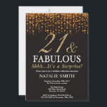 Invitation Surprise 21e anniversaire Vingt et un et fabuleux<br><div class="desc">Surprise 21e invitation anniversaire. Vingt et un fabuleux. Noir et Or. Parties scintillant or. Fête d'anniversaire pour adulte. Pour hommes ou femmes. Pour plus de personnalisation,  cliquez sur le bouton "Customiser" et utilisez notre outil de conception pour modifier ce modèle.</div>