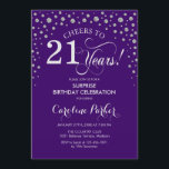 Invitation Surprise 21e fête d'anniversaire - Argent violet<br><div class="desc">Invitation à la fête du 21e anniversaire Surprise. Design élégant en violet et faux argent parties scintillant. Fonctionne la police de script et les confettis de diamants. Salutations à 21 ans ! Message-moi si vous avez besoin d'une personnalisation plus poussée.</div>