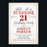 Invitation Surprise 21e fête d'anniversaire - Blanc Rouge Noi<br><div class="desc">Invitation à la fête du 21e anniversaire Surprise. Design simple et élégant,  blanc,  rouge et noir. Comprend une police de script élégante. Célébration anniversaire surprise pour l'homme ou la femme. Peut être customisé à n'importe quel âge!</div>