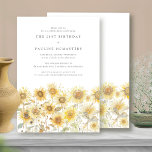 Invitation SURPRISE 21e fête d'anniversaire Boho Summer Sunfl<br><div class="desc">Les tournesols à l'aquarelle jaune moderne sont nichés dans des fleurs sauvages de prairie. Une esthétique contemporaine sur le tournesol rustique traditionnel.</div>