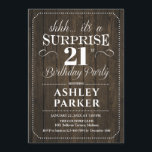 Invitation Surprise 21e fête d'anniversaire - Bois rustique<br><div class="desc">Invitation à la fête du 21e anniversaire Surprise. Design simple et élégant avec motif en bois rustique brun foncé et police en écriture blanche. Célébration anniversaire surprise pour l'homme ou la femme. Peut être customisé à n'importe quel âge!</div>