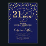 Invitation Surprise 21e fête d'anniversaire - Marine Blue Gol<br><div class="desc">Invitation à la fête du 21e anniversaire Surprise. Design élégant en bleu marine et faux parties scintillant or. Fonctionne la police de script et les confettis de diamants. Salutations à 21 ans ! Message-moi si vous avez besoin d'une personnalisation plus poussée.</div>