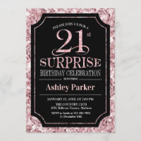 Surprise 21e fête d'anniversaire - Rose Gold Black