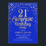 Invitation Surprise 21e fête d'anniversaire - Royal Blue & Go<br><div class="desc">Invitation à la fête du 21e anniversaire Surprise. Design élégant en bleu royal et faux or parties scintillant. Comprend des polices de caractères et des confettis stylisés. Message-moi si vous avez besoin d'âge personnalisé.</div>