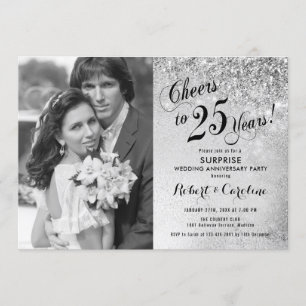 Invitation Surprise 25e anniversaire avec photo - Argent