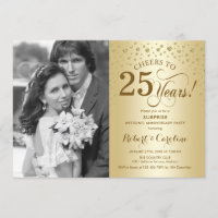 Surprise 25e anniversaire avec Photo Gold Elegant