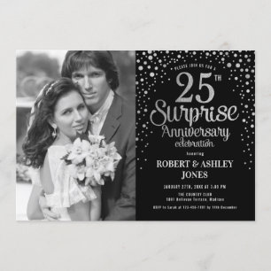 Invitation Surprise 25e anniversaire - Noir Argent
