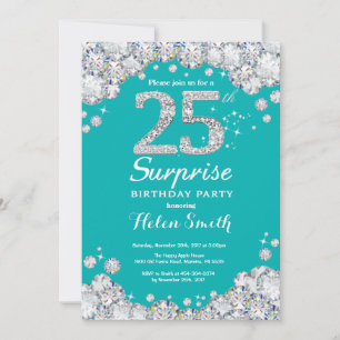 Invitation Surprise 25e anniversaire Turquoise et diamant d'a
