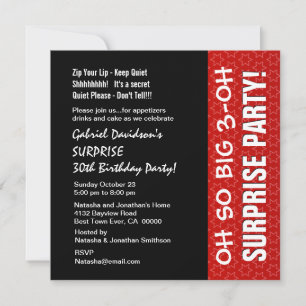 Invitation SURPRISE 30e année Anniversaire de la fête Red Sta