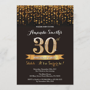 Invitation surprise 30e anniversaire Black and Gol
