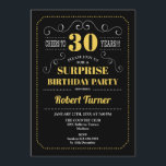 Invitation Surprise 30e anniversaire - Black Gold White<br><div class="desc">Invitation surprise 30e anniversaire. Elégant tableau noir rétro,  jaune or et blanc design. Bravo à 30 ans ! Peut être customisé pour montrer n'importe quel âge.</div>