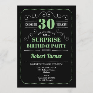 Invitation Surprise 30e anniversaire - Black Green