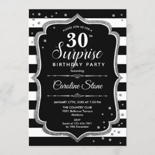 Invitation Surprise 30e anniversaire - Black White Silver