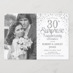 Invitation Surprise 30e anniversaire - Blanc Argent
