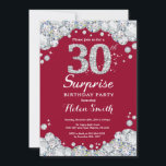 Invitation Surprise 30e anniversaire Bourgogne Rouge Argent D<br><div class="desc">Invitation surprise 30e anniversaire. Arrière - plan de tableau de bord diamant en pierre rouge et argent de Bourgogne. Élégant invitation de Bassorh Anniversaire. Noir et blanc. Anniversaire adulte. Femmes Anniversaire. Hommes Anniversaire. Pour plus de personnalisation, cliquez sur le bouton "Customiser" et utilisez notre outil de conception pour modifier ce...</div>