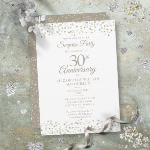 Invitation Surprise 30e anniversaire de mariage coeurs confet