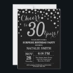 Invitation Surprise 30e anniversaire Diamant noir et argent<br><div class="desc">Invitation surprise 30e anniversaire avec Arrière - plan Diamant de Parties scintillant noir et argent. Confetti d'argent. Anniversaire adulte. Hommes ou femmes,  anniversaire.
Pour plus de personnalisation,  cliquez sur le bouton "Customiser" et utilisez notre outil de conception pour modifier ce modèle.</div>