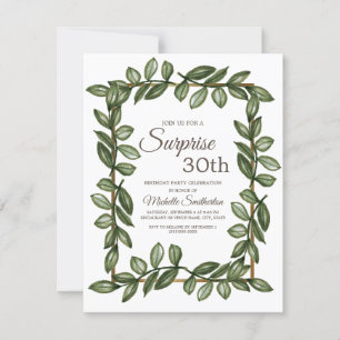 Invitation Surprise 30e Anniversaire Feuilles Vertes