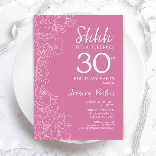Invitation Surprise 30e anniversaire - Floral Pink (Créateur téléchargé)