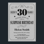 Invitation Surprise 30e anniversaire gris noir et argent<br><div class="desc">Invitation surprise 30e anniversaire Typographie noir et gris argenté. Arrière - plan gris noir et gris argenté. Anniversaire adulte. Hommes ou femmes, anniversaire. Enfants Garçon ou fille Ado Anniversaire adolescente Invitation . 13e 15e 16e 18e 20e 21e 30e 40e 50e 60e 70e 80e 90e 100e. N'Importe Quel Âge. Pour plus...</div>