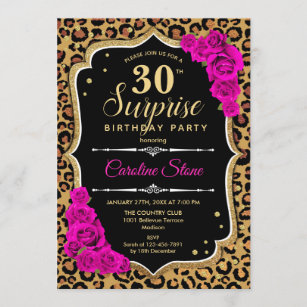 Invitation Surprise 30e anniversaire - Leopard Black Gold Pin