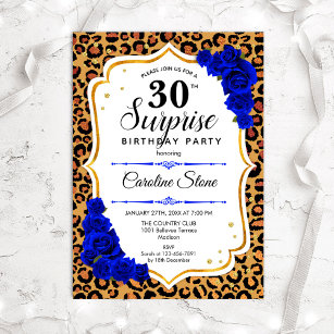 Invitation Surprise 30e anniversaire - Leopard Gold Royal Blu