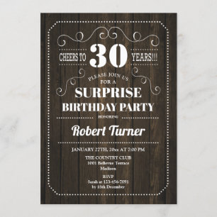 Invitation Surprise 30e anniversaire - Motif de bois