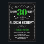 Invitation Surprise 30e anniversaire noir et vert Chalkboard<br><div class="desc">Surprise 30e anniversaire Invitation Black and Green Typographie. Tableau de bord. Arrière - plan noir et blanc. Anniversaire adulte. Hommes ou Femmes Anniversaire. Enfants Garçon ou fille Ado Anniversaire adolescent Invitation . 13ème 15ème 16ème 18ème 20ème 21ème 30ème 40ème 50ème 60ème 70ème 80ème 90ème 100ème. N'Importe Quel Âge. Pour plus...</div>