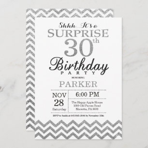 Invitation surprise 30e anniversaire Parties scint