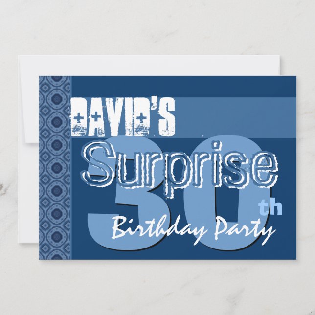 Invitation Surprise 30e anniversaire pour lui Blue Steampunk (Devant)