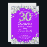 Invitation Surprise 30e anniversaire Purple et Silver Diamond<br><div class="desc">Invitation surprise 30e anniversaire. Arrière - plan de tableau de bord Diamant en Rhinestone Violet et Argent. Élégant invitation de Bassorh Anniversaire. Noir et blanc. Anniversaire adulte. Femmes Anniversaire. Hommes Anniversaire. Pour plus de personnalisation,  cliquez sur le bouton "Customiser" et utilisez notre outil de conception pour modifier ce modèle.</div>