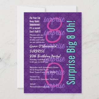Invitation SURPRISE 30e anniversaire Purple Pink Blue F218