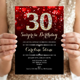 Invitation Surprise 30e anniversaire - Red Gold