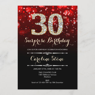 Invitation Surprise 30e anniversaire - Red Gold