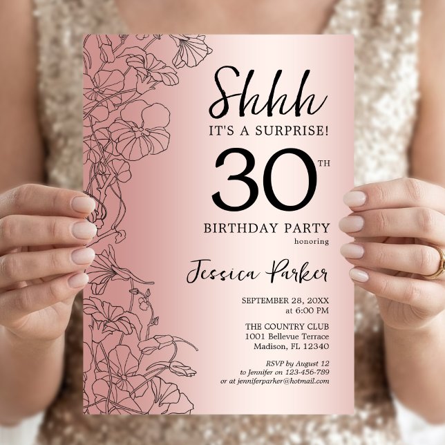 Invitation Surprise 30e anniversaire Rose Gold (Créateur téléchargé)