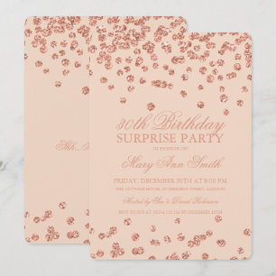 Invitation Surprise 30e anniversaire Rose Gold Parties scinti