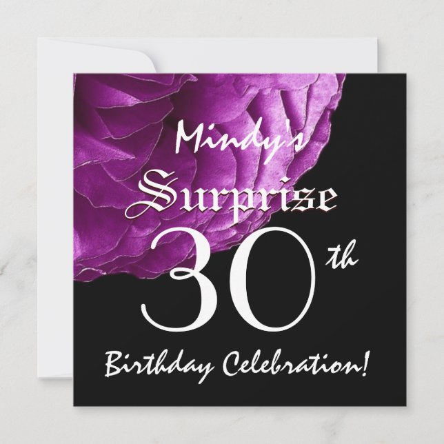 Invitation SURPRISE 30e anniversaire Rose violet W064 (Devant)