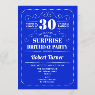 Invitation Surprise 30e anniversaire - Royal Blue