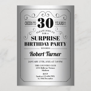 Invitation Surprise 30e anniversaire - Silver Black